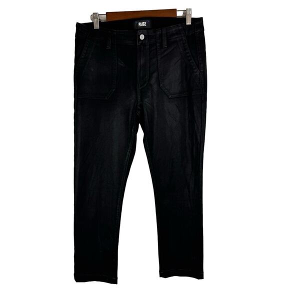 PAIGE MAYSLIE STRAIGHT ANKLE JEANS IN BLACK FOG COATING NWOT WOMEN'S SIZE 30 - Picture 2 of 16